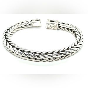 John Hardy Sterling Silver Square Classic Wheat Style Bracelet 8.5 Inch 86 Grams